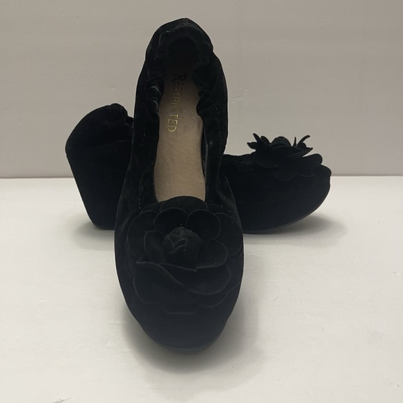 Restricted Shoes - Restricted Black Suede Platform Rosette‎ Slip-ons Shoes Womens 7.5 Whimsy Fairy